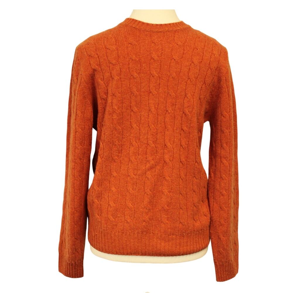 Brooks Brothers 100% Cashmere Cable Knit Italian Sweater Medium Orange